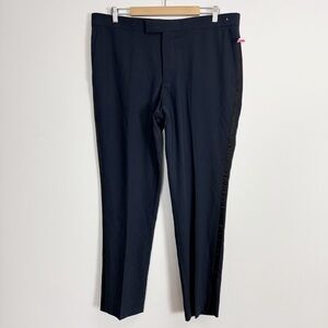 Nordstrom Rack Dress Pants Men 38W Navy Blue Black Stripe Trim Fit NWOT NEW